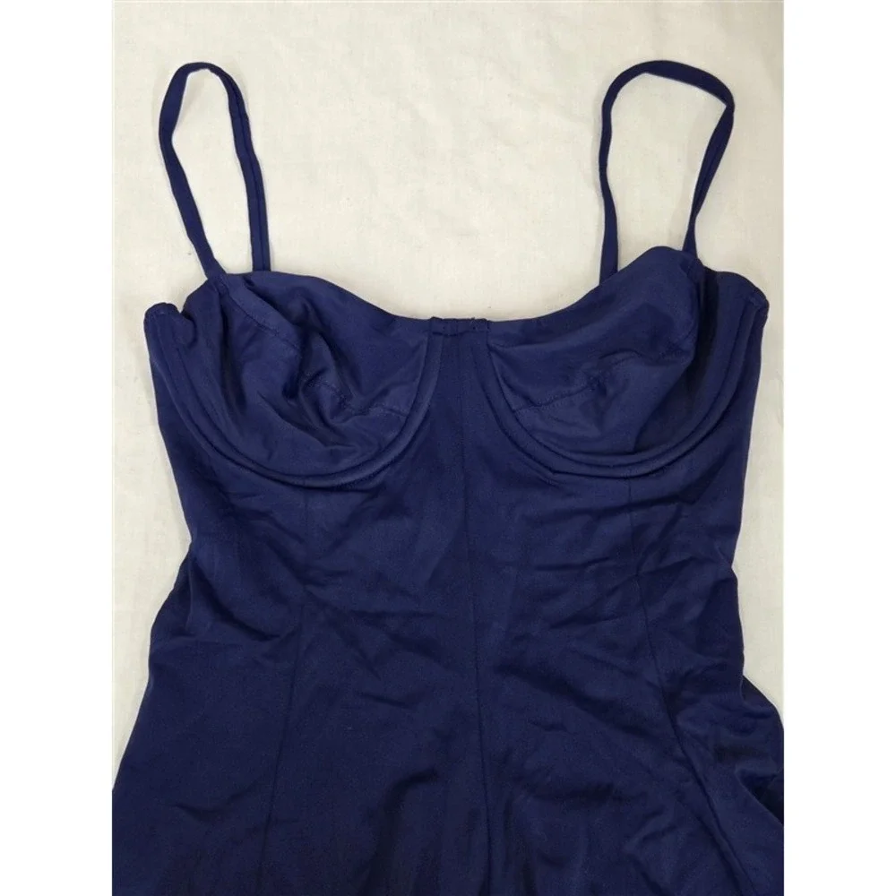 NWOT Norma Kamali S Underwire 1pc Swimsuit Dress Navy Blue 130802